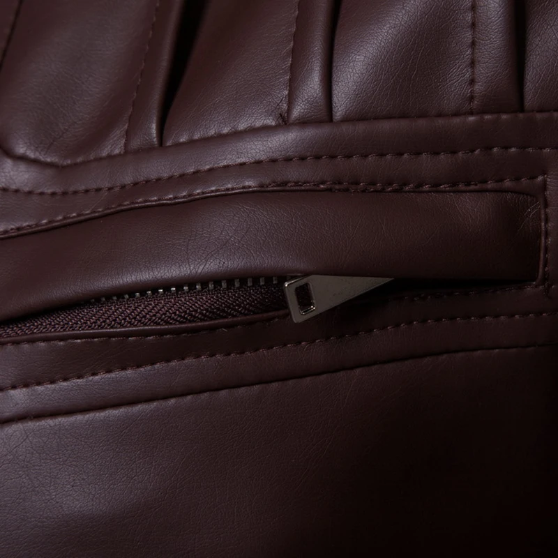 EU/US large size Winter coat Men Tops leather clothing zipper pocket stand neck new Moto &amp Biker style 2018 Leather jacket S-XXL | Мужская