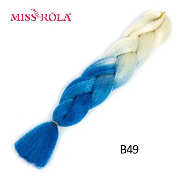 Miss Rola, большие синтетические косы, волосы, 100 г, 24 дюйма, высокотемпературное волокно, Джамбо, волосы для наращивания, Омбре, вязанные крючком, косички - Цвет: B49