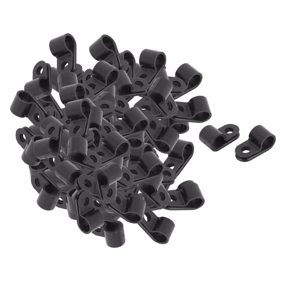 UXCELL 100 шт. хит продаж черный пластиковый зажим типа R для кабеля диаметром 7 8 мм