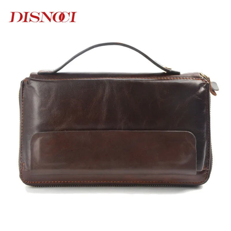 Кошелек DISNOCI из натуральной кожи на молнии вместительный клатч простой