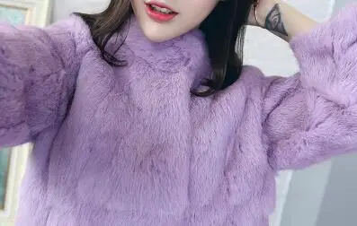 Куртка из натурального кроличьего меха с воротником стойкой|real fur coat|rabbit jacketskin