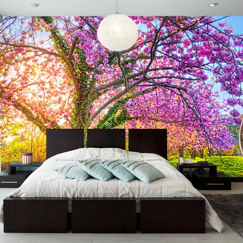 Пользовательские настенная Бумага cherry blossom дерево 3D цветочные стены для