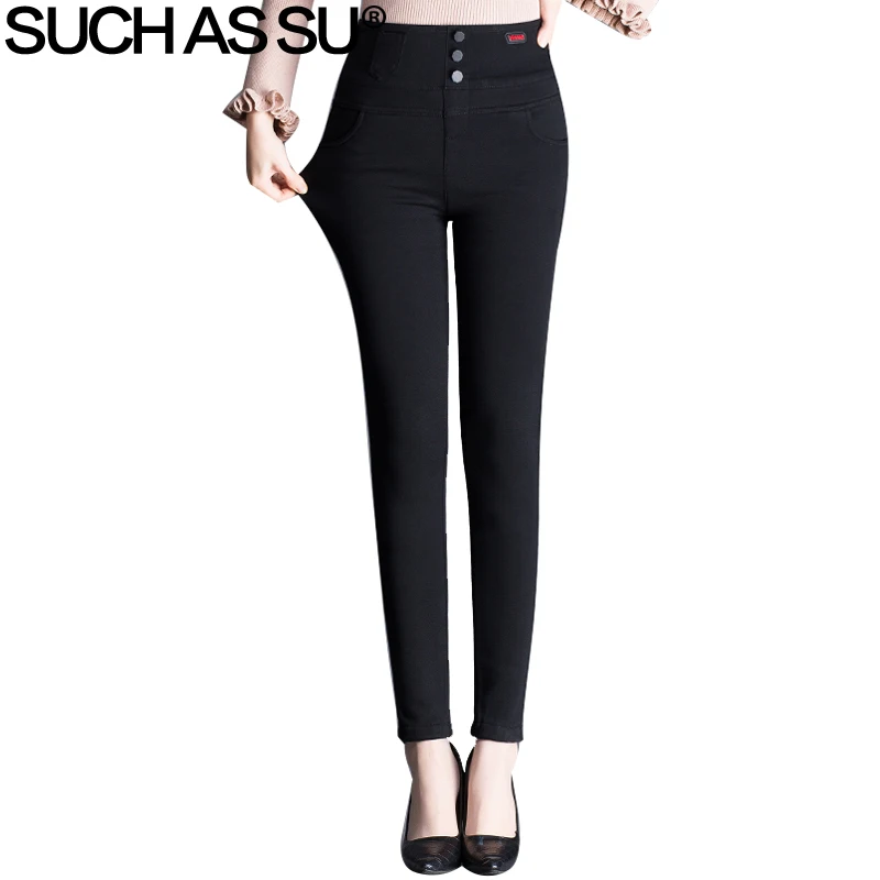 Новинка зимы 2018 плюс вельветовые Теплые обтягивающие брюки женские черные