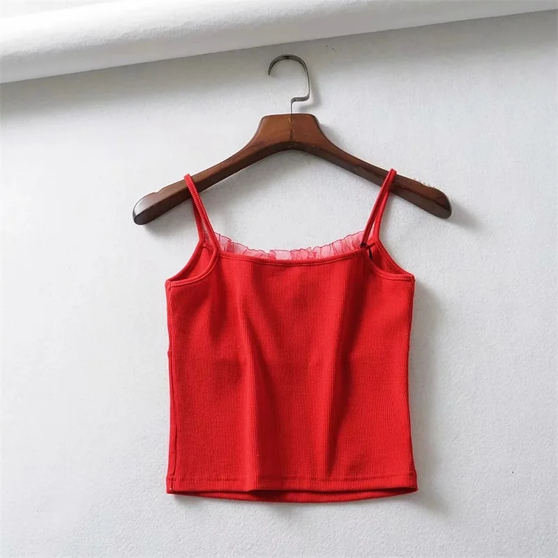 Женский кроп топ на шнуровке с кружевной отделкой|Топы| |