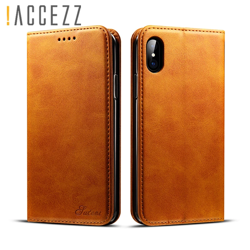 ! ACCEZZ Роскошный кожаный чехол для телефона карман карты полный защитный iphone X XS MAX