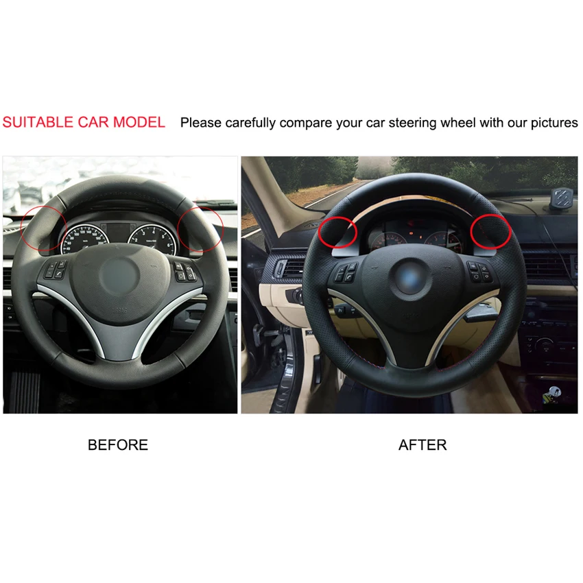 MEWANT черные чехлы рулевого колеса автомобиля из искусственной кожи для BMW E90 320i 325i