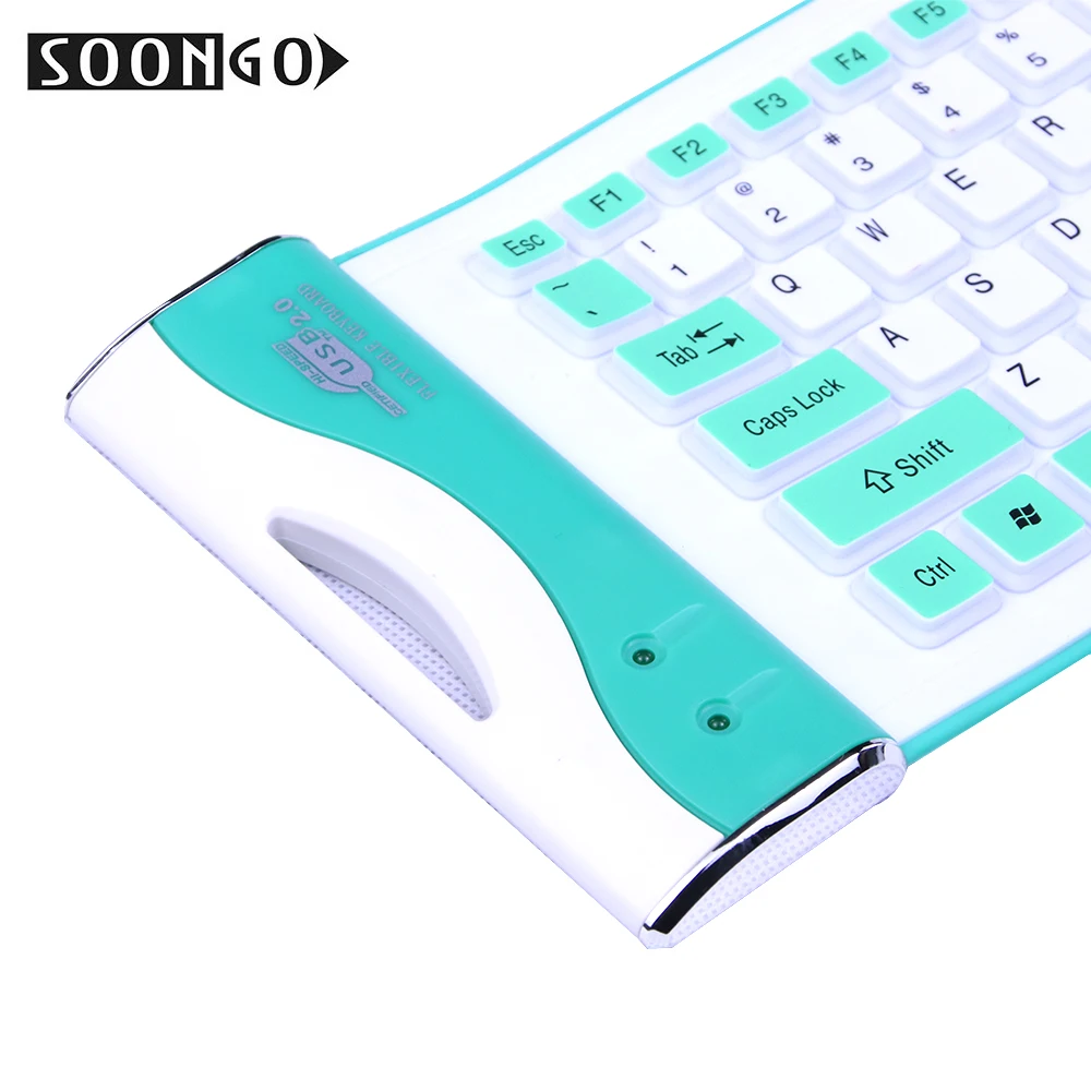 SOONGO Складная Гибкая Проводная тонкая силиконовая клавиатура Teclado мягкая геймерская Универсальная Портативная мини-клавиатура черный ПК настольный ноутбук