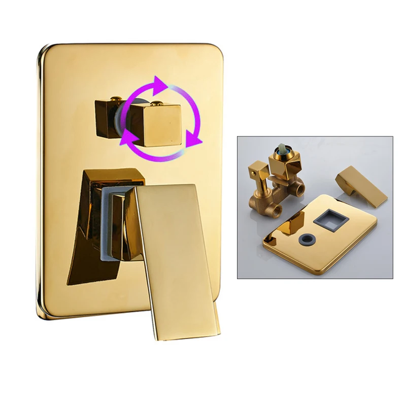 Скрытый настенный регулирующий клапан для душевой лейки из твердой латуни |