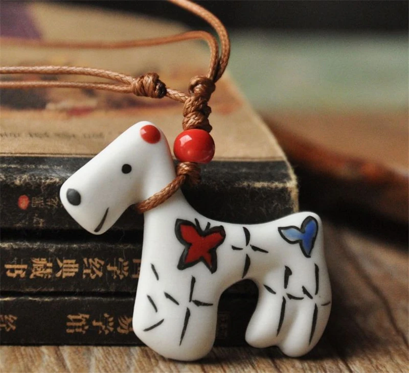 Ожерелье морской моды MEW милый стиль мультяшная собачка Керамическая подвеска