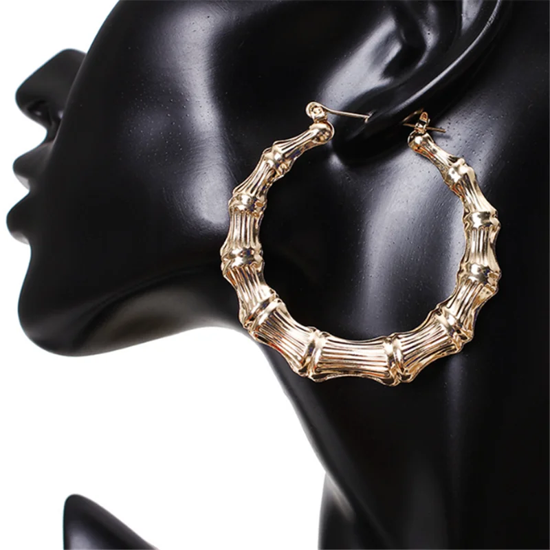 2019 новые модные золотые круглые серьги для ночного клуба большие бамбуковые