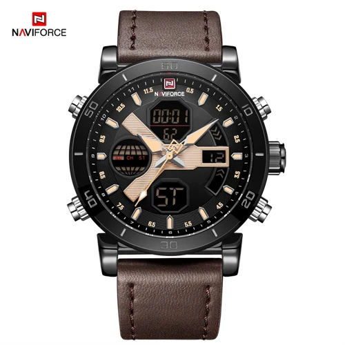 B Y DBN Бренд NAVIFORCE мужские часы Аналоговые кварцевые наручные часы водонепроницаемые мужские часы Отображение даты Relojes Para Hombre часы с двумя дисплеями - Цвет: B Y DBN