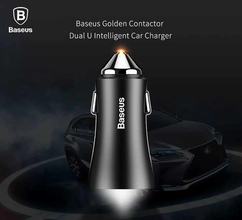 Автомобильное зарядное устройство Baseus с двумя usb-портами для iPhone 11, samsung, зарядное устройство для мобильного телефона, автомобильная Зажигалка для сигар, планшет, gps адаптер для путешествий, зарядное устройство для телефона