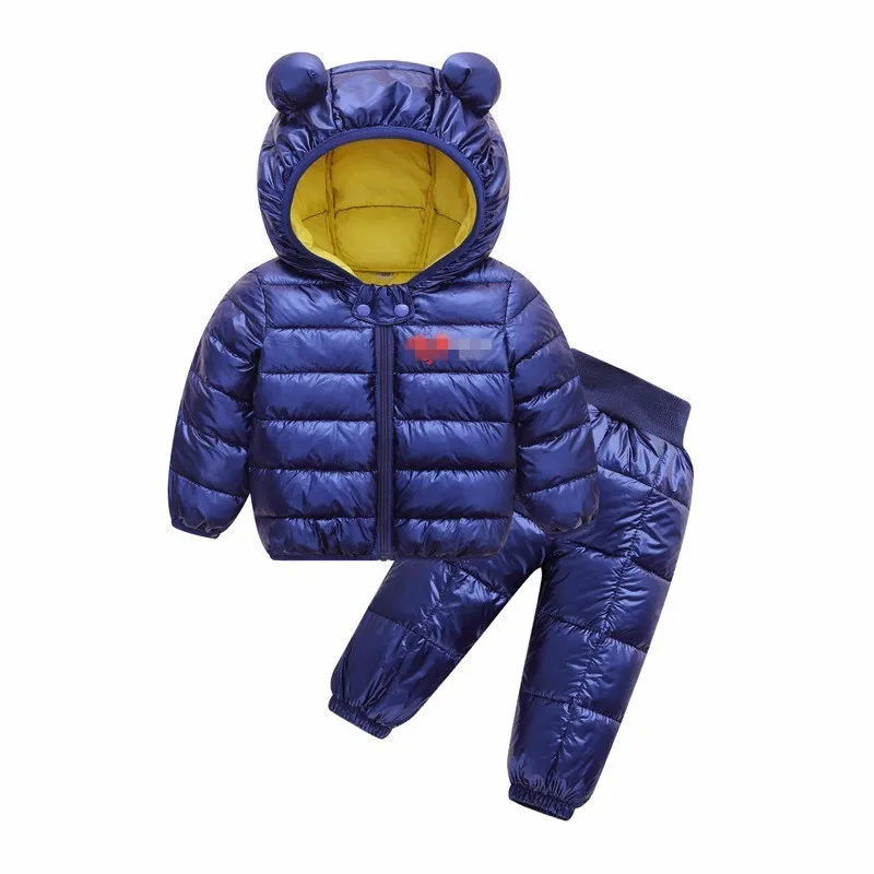 Down-Cotton Baby Children's Clothes Sets Winter Girls and Boys Hooded Jackets Coat-Pant Overalls Suit for Warm Kids Clothing | Детская