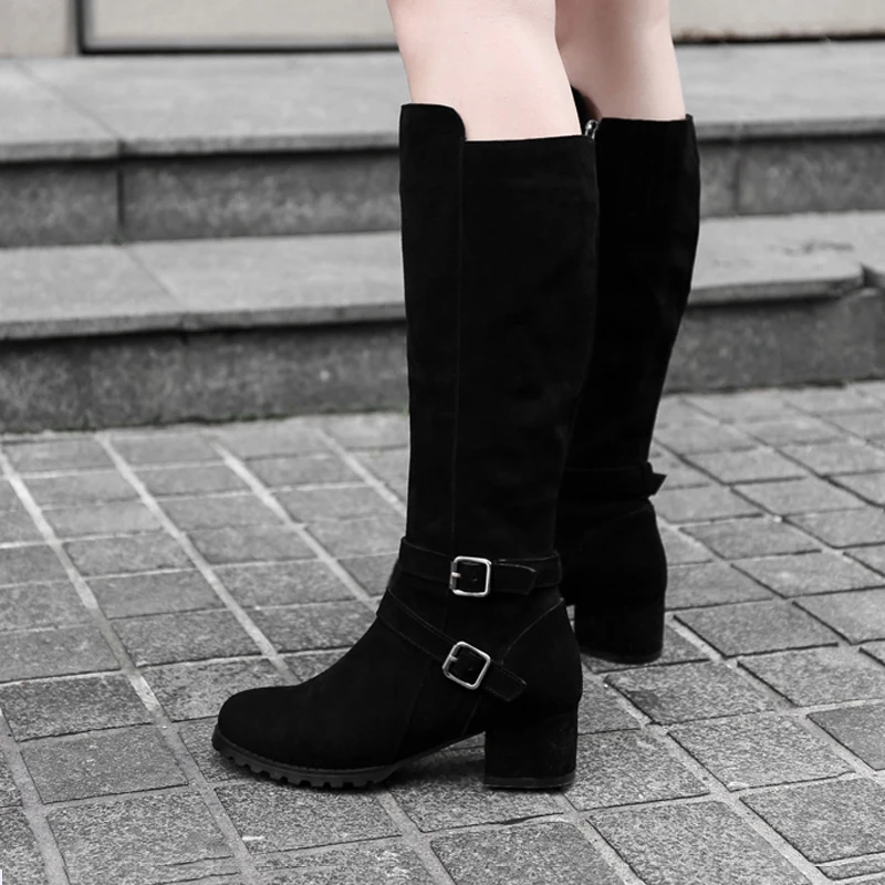 Женские сапоги до колена теплые зимние на меху ручной работы высококачественные