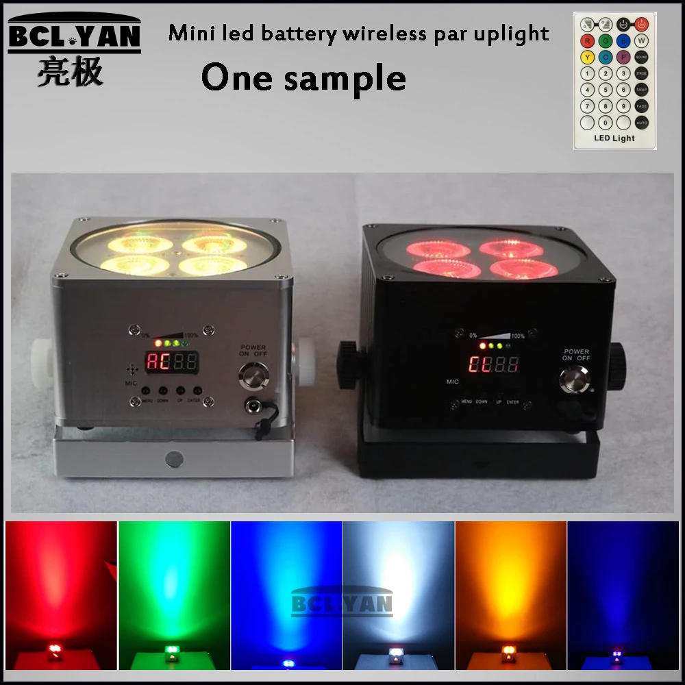 Заказ образцов ИК пульт 4x18 Вт RGBWA + UV 6 в 1 мини батарея питание беспроводной DMX LED