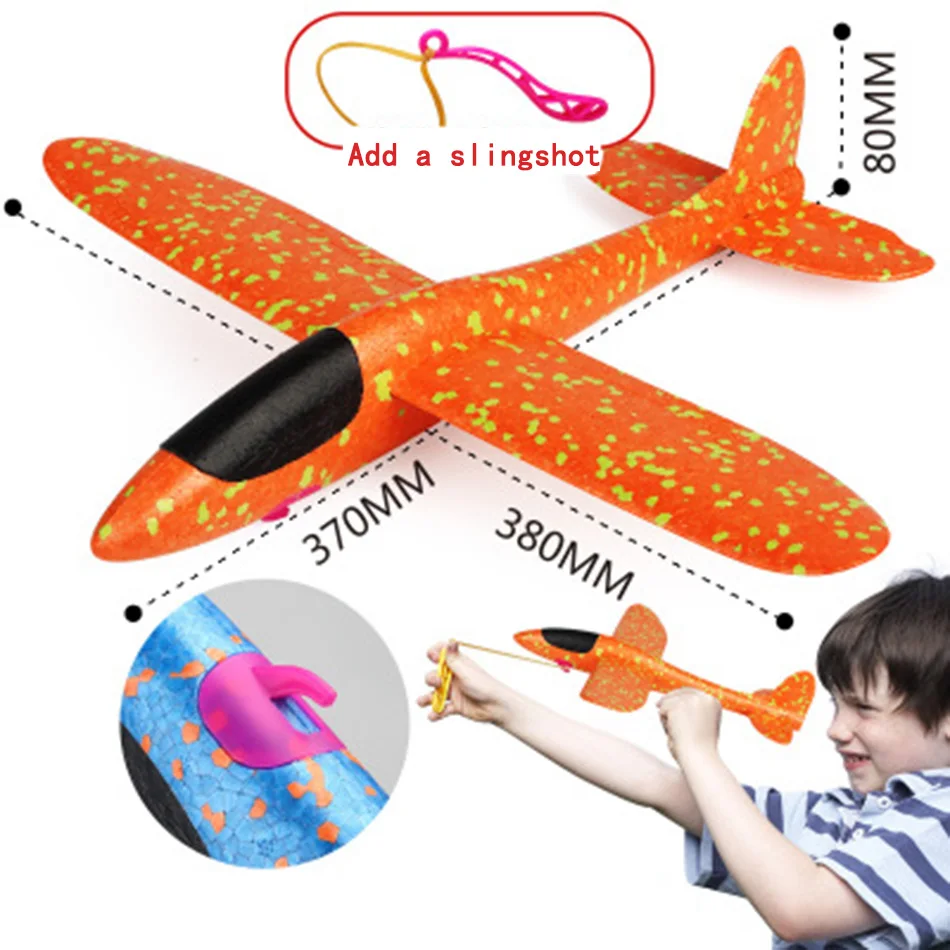 Add a slingshot 6 35 см ручной бросок Летающий планер самолет пены игрушки в виде самолетов Запуск наполнители пузырь модель самолета DIY интерактивные игрушки для детей - Цвет: Add a slingshot 6