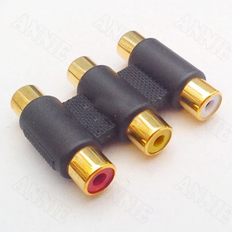 10 шт./лот золотое покрытие цветной 1/3 RCA удлинитель/Lotus Butt Joint Socket/Dual Pass трехходовой