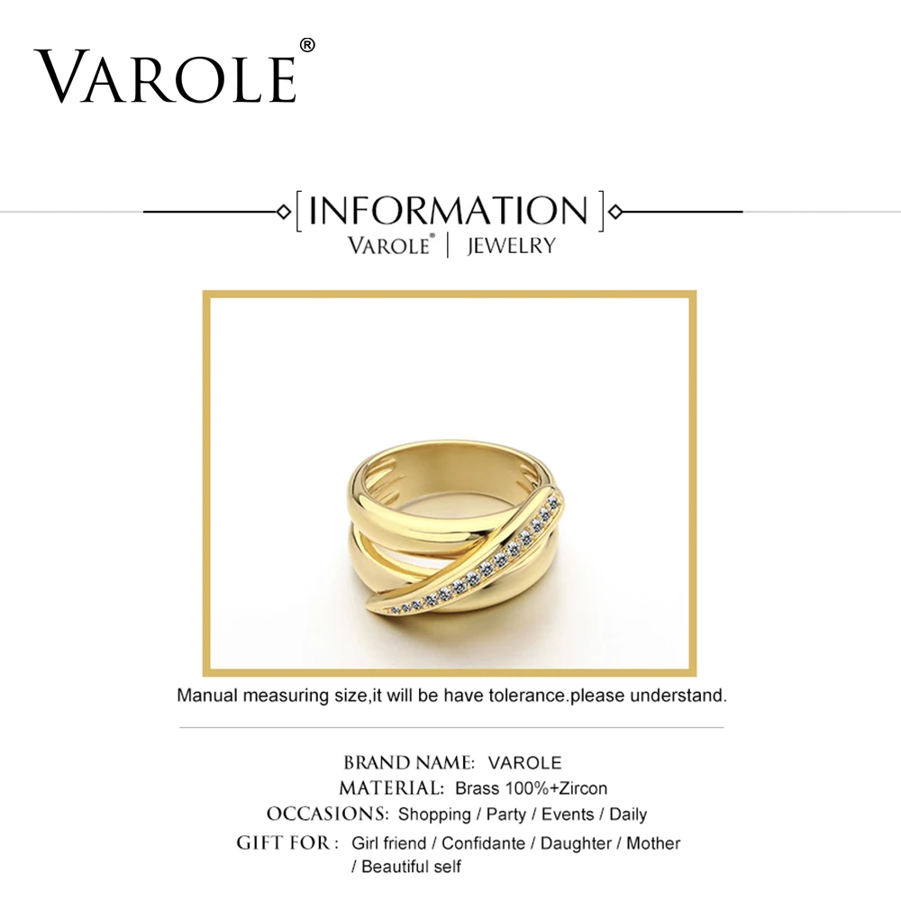 VAROLE Новое поступление золотого цвета свадебные кольца для женщин anillos женское кольцо серебряное кольцо для мужчин Медь