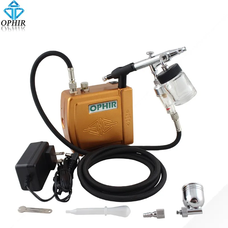 OPHIR DC 12 V Аэрограф компрессорная установка 0,3 мм двойного действия Аэрограф Комплект с воздушным компрессором Макияж Украшение ногтей Paint_AC003+ AC005+ AC011