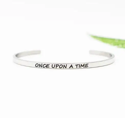 ONCEUPONATIME Любовный браслет ободряющие цитаты браслеты 316L женское из нержавеющей стали вдохновляющие ювелирные изделия серебро любовь браслеты для женщин - Окраска металла: ONCEUPONATIME