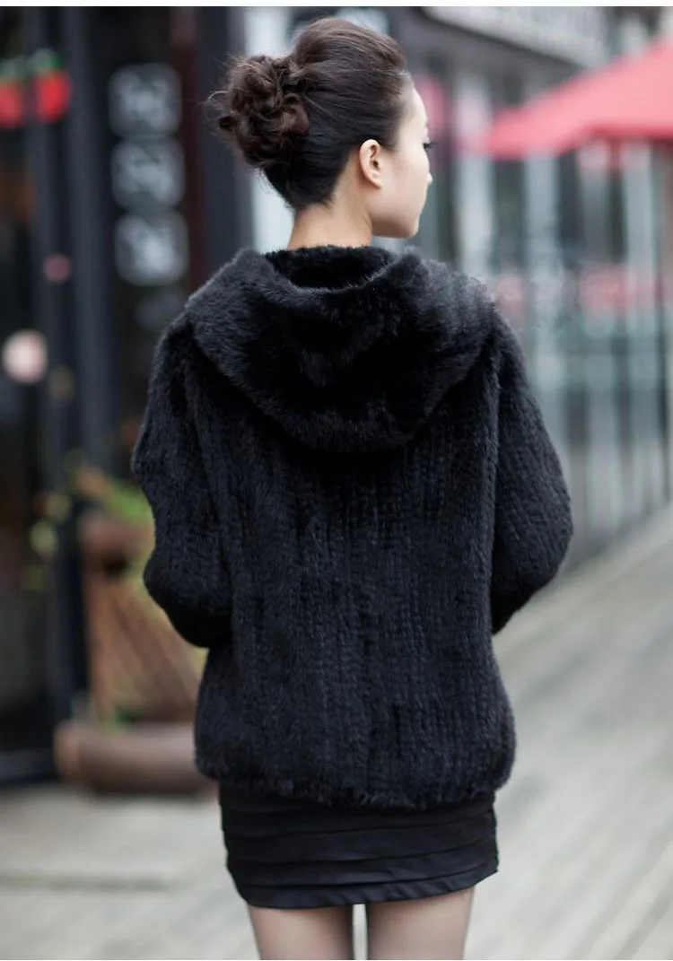 Зимняя женская куртка с капюшоном из натурального меха норки размер 5XL 6XL VK3016|knitted