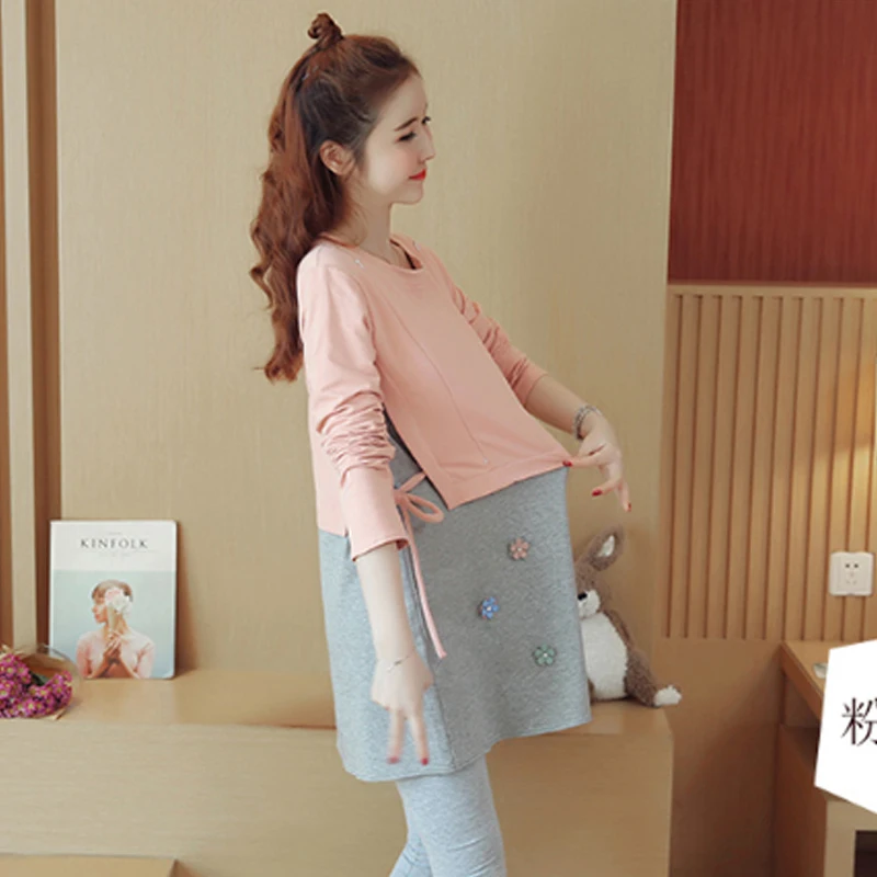 OkayMom осенние платья для кормящих матерей одежда корейская Повседневная