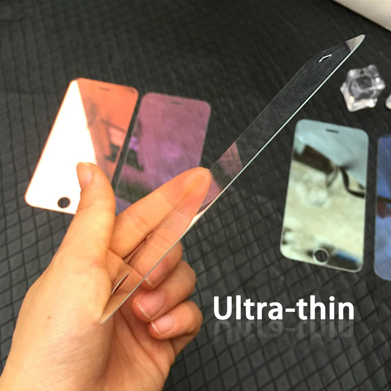 Цветное зеркальное закаленное стекло для iPhone X XR XS 12 Pro MAX 8 7 6 6s Plus 11Pro 9H защита