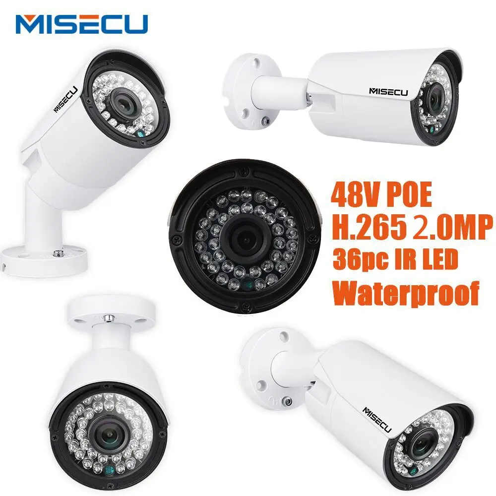 MISECU H.265 2.0MP аудио POE IP Камера Ночное видение Водонепроницаемый IP66 ONVIF обнаружения