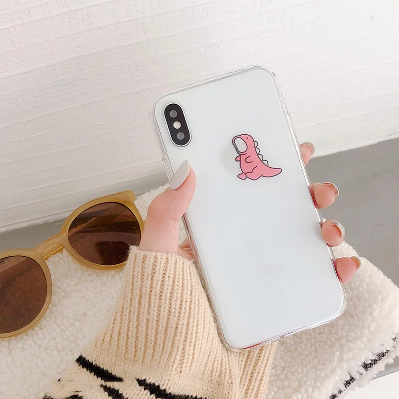lovely baby dinosaur clear TPU phone Cases For iphone XS Max X XR for 6 6s 7 8 plus soft back cover |