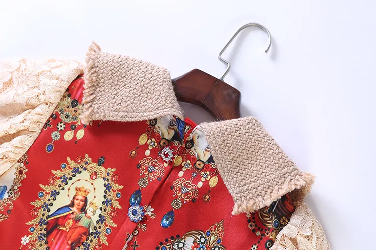 AELESEEN, дизайнерские женские платья,, высокое качество, роскошная мода, короткий рукав, принт, красный/черный, принт и вышивка, лоскутное платье