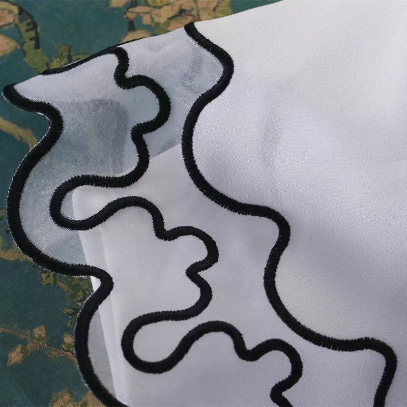 YSMILE Y Women White Chiffon Fashion Fake Collar Black Border Wave Largr All Match Remove Detachable For Female YD |