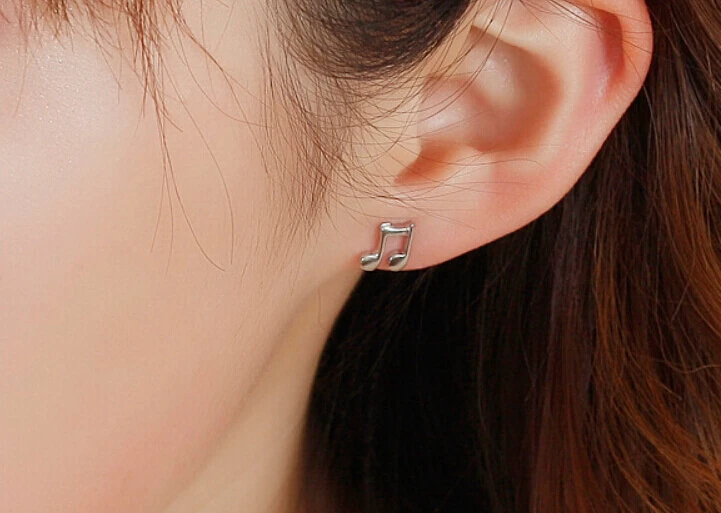 Творческий изысканный нот 925 серебро Серьги-гвоздики для Для женщин