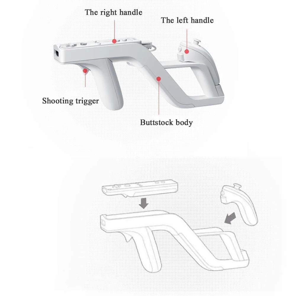 Zapper Съемный пистолет для стрельбы Nintendo Wii дистанционный правый левый Nunchuk