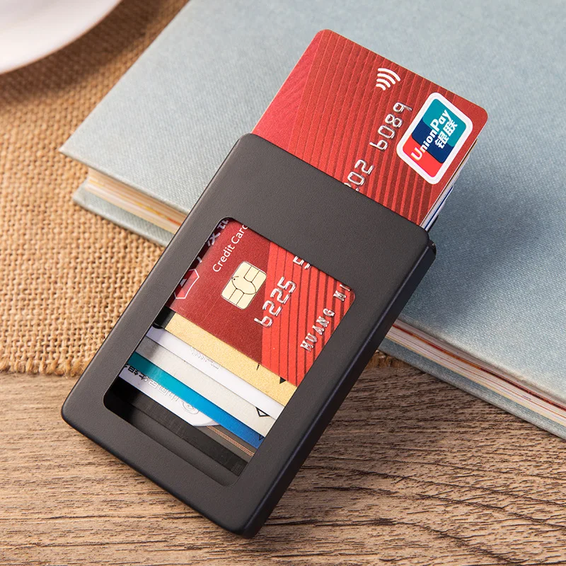 

Bisi Goro 2019 RFID алюминиевый держатель для кредитных карт на заказ, металлический автоматический держатель для кредитных карт с антимагнитной з...