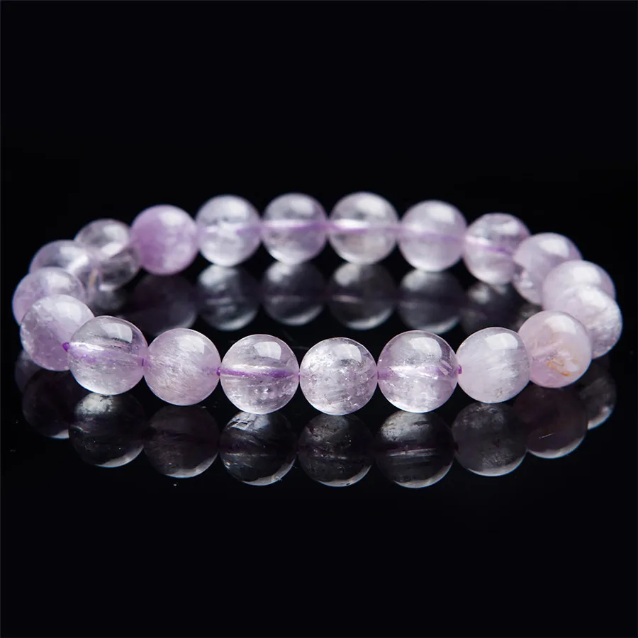 Женские браслеты из натурального фиолетового кунцита растягивающиеся 9 5 мм