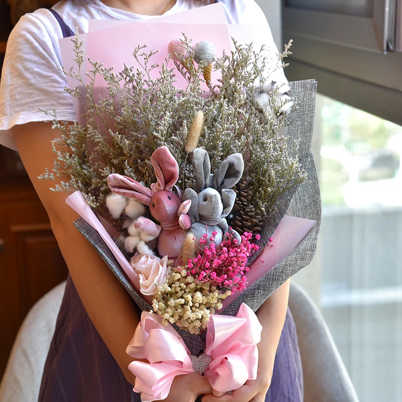 Мягкая игрушка кролик кукла мультяшный букет свадебный Рождество День Святого
