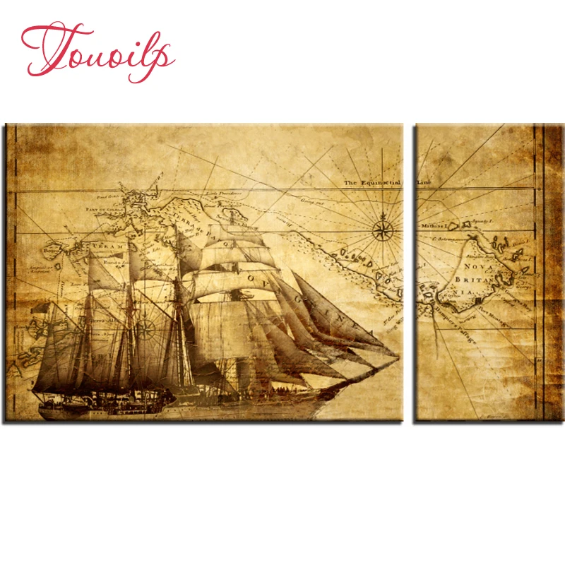 

2pcs,Full,square&round Diamond Embroidery,Sailing map 5d Diamond Painting,Cross Stitch,3D,Diamond Mosaic,diamond pattern,Crafts