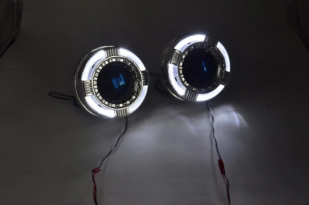 2шт 3,0 дюймов led день бег led глаза ангела день бег Биксенон проектор кожухи объективов белый цвет hid xenon комплект фар DIY