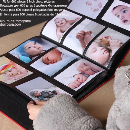 600 карманов кожаный фотоальбом книга хорошего качества 6 дюймов 4x6 Фотографии