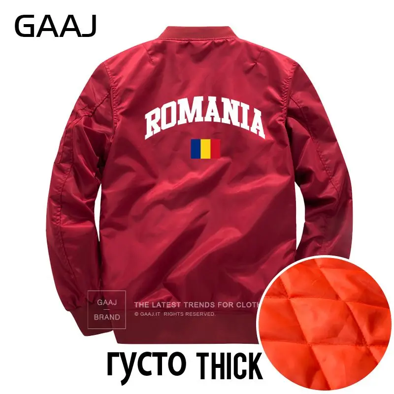 GAAJ Флаг Румынии куртки Для мужчин печати Повседневная куртка одежда в стиле "Милитари", теплые ветровки для детей в стиле милитари Стиль Для Мужская куртка-бомбер, авиационная# 33KLJ - Цвет: Thick Wine