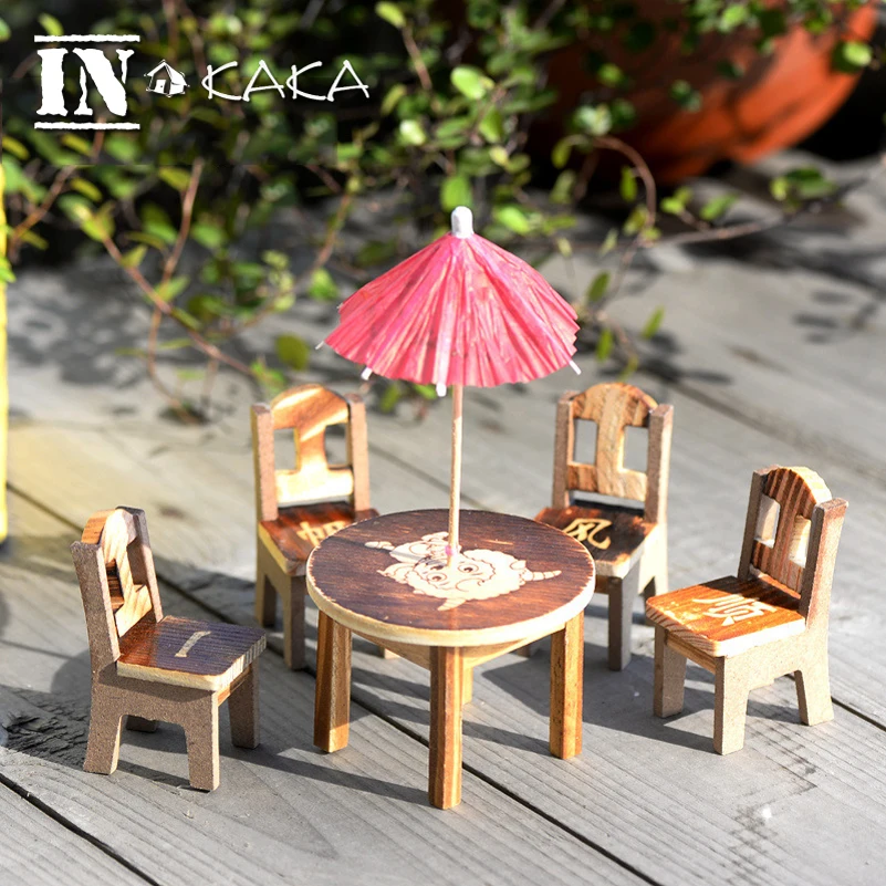 1 стол + 4 стула домашнее миниатюрное украшение мира мебель для кукольного домика