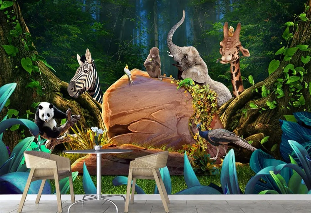 

Custom 3d wallpaper for walls 3 d wall murals wallpaper mural 3d cute animal wallpaper adventure jungle backdrop wall home decor