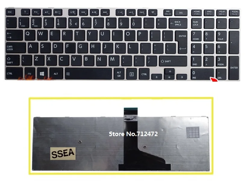 

SSEA новая клавиатура UI с английской раскладкой для Toshiba Satellite L50 L50-A L70 L70D L50D-A L75 L75D L70-A, Серебристая Рамка