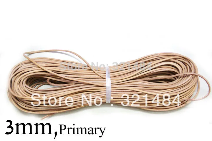 

Primary color 100m guniune real round leather cord 3mm strings ropes