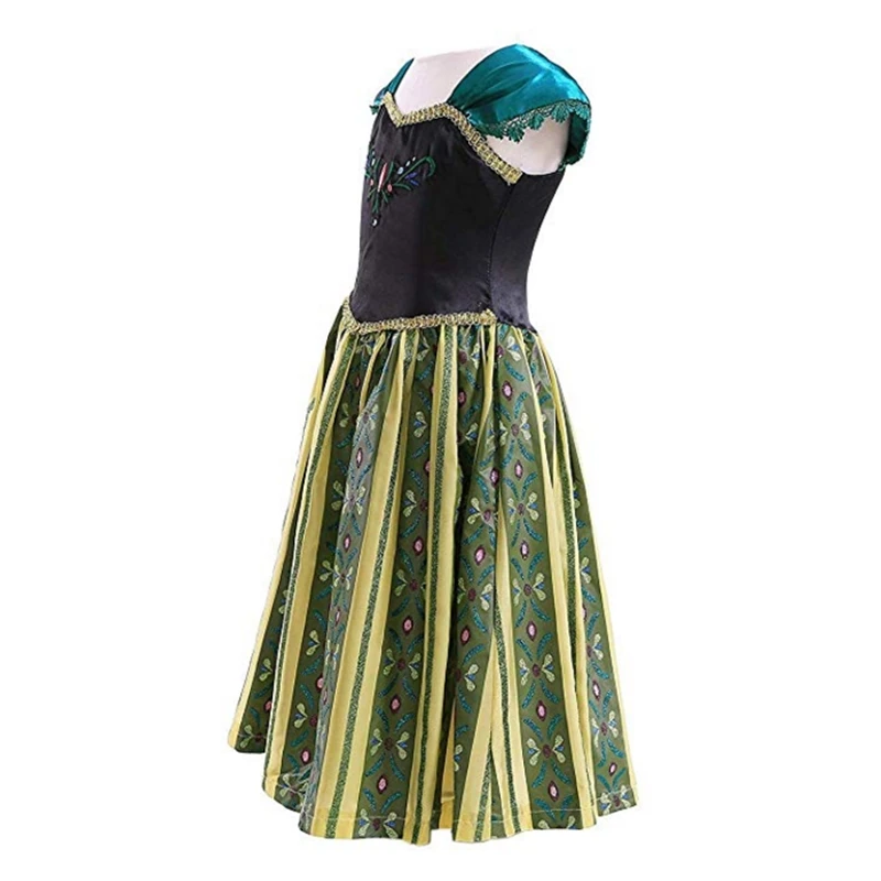 FNDPITAYA Girl Princess Anna Coronation Dress Summer Sleeveless Flower Embroidery Cosplay Costume Halloween Fantasy | Тематическая