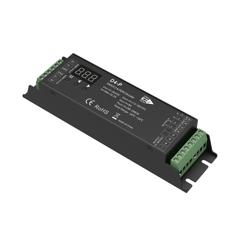 D4 E P 4 XE декодер DMX с постоянным напряжением цифровым дисплеем XLR3 и портом