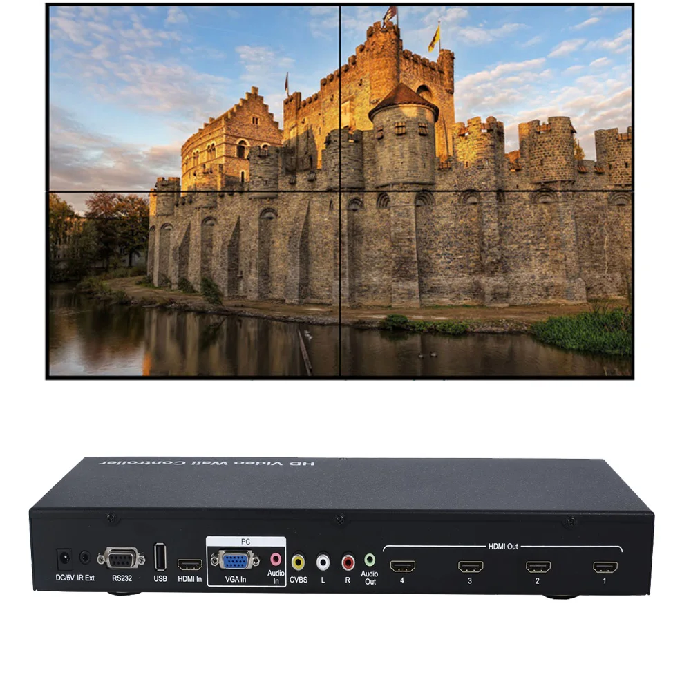 PUZHIJIE vga к hdmi видео настенный контроллер поддерживает HDMI VGA AV USB вход и 1x4 2x2