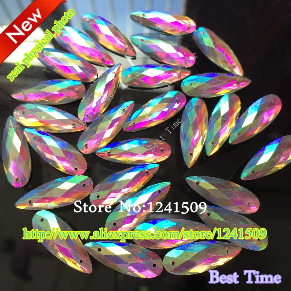 Блестящие прозрачные камни из смолы 2 отверстия белый цвет 8x22 м 200 шт. Пришивные