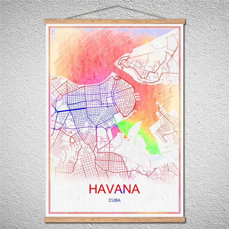 С рамкой карта &quotгавана&quot заказной узор крафт-бумага художественная Настенная