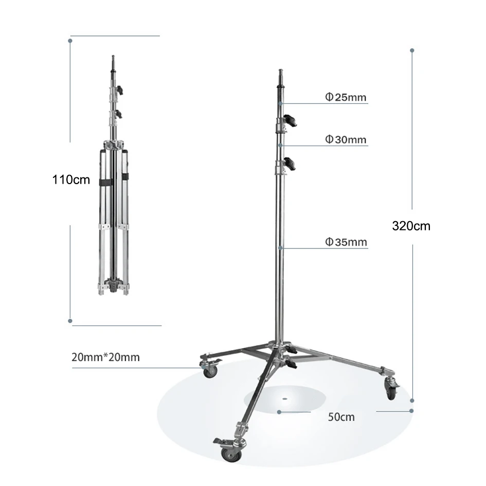 Тяжелая светильник подставка высотой 10 футов с нагрузкой колеса кг для камеры